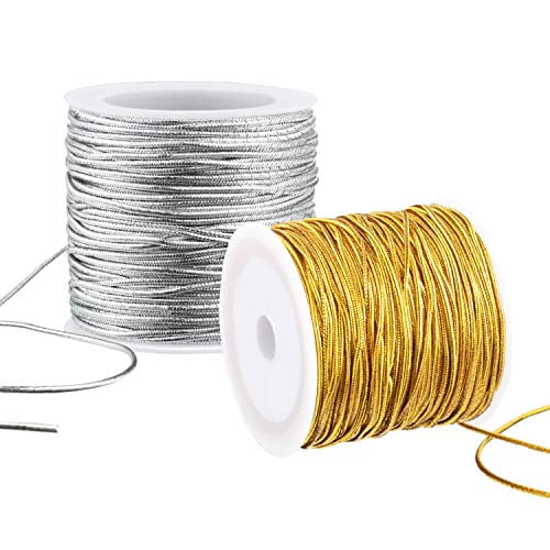 328 Feet Metallic Cord Gift Wrapping Thread Tinsel String Craft Making Cord Silver